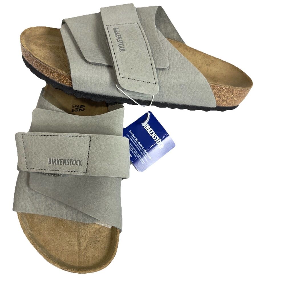 Birkenstock Kyoto Sandals EU 42 Narrow Gray Nubuck Leather Slide Comfort 9M/11W